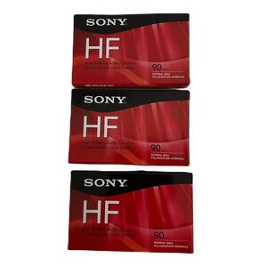Sony HF 90 minute Audio Cassettes NEW UNOPENED Lot Of 3 Normal bias Blank Sealed